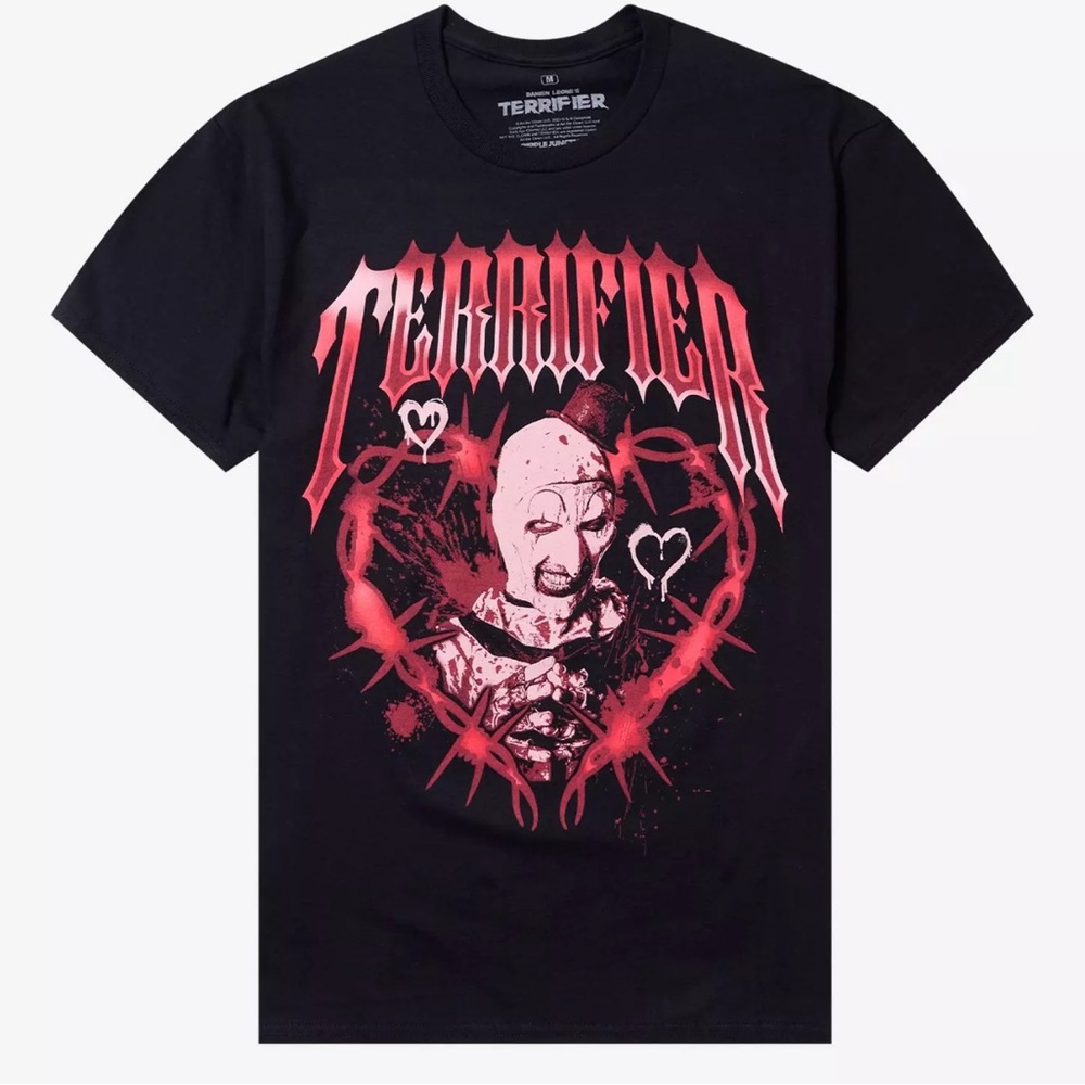 Black Graphic T-Shirt with Red Design